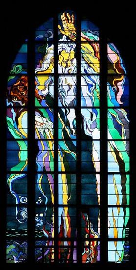 Stanislaw Wyspianski Stained glass window in Franciscan Church, designed by Wyspiaeski oil painting image